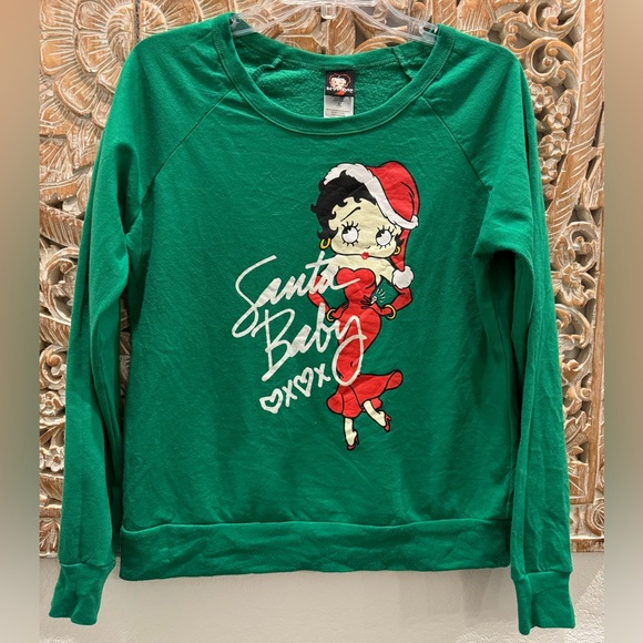 Betty Boop Santa Baby ❤️X❤️X Green Sweatshirt- size L - Picture 1 of 5